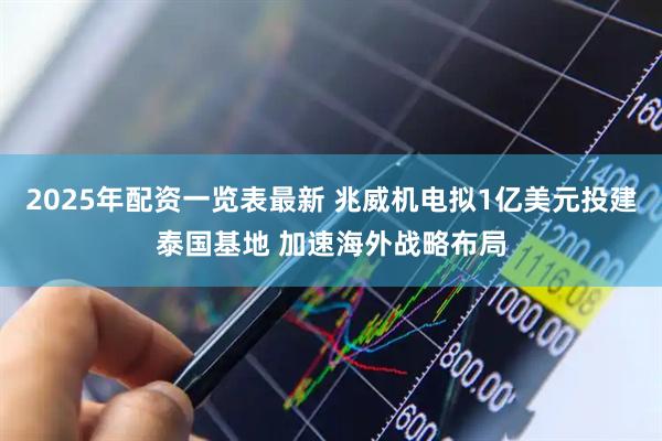 2025年配资一览表最新 兆威机电拟1亿美元投建泰国基地 加速海外战略布局